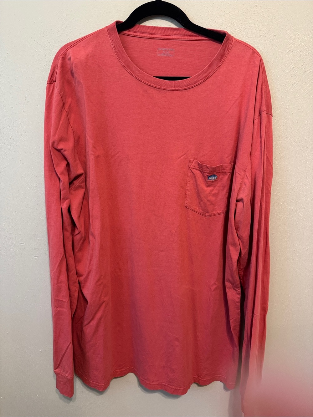 Southern Tide Coral Long Sleeve Pocket Tee